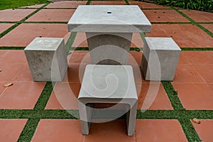 Concrete bench in the park