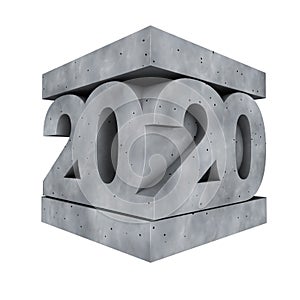 Concrete block with 2020 new year figures