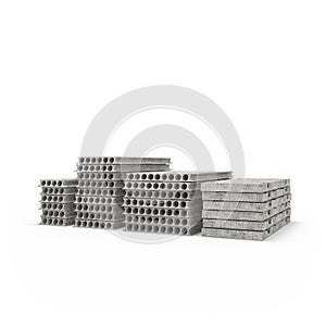 Concrete blocks on wooden pallets 3d rendering