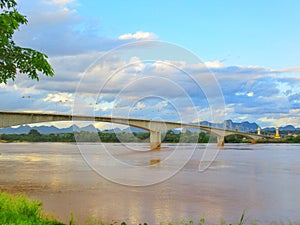 Concrete bridge across the Mekong River