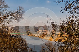 Concrete bridge crossing river