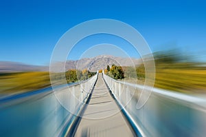 Concrete bridge motion blur in autumn season