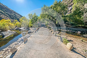 Concrete bridge pathway near the creek at Sabino Canyon State Park- Tucson, Arizona