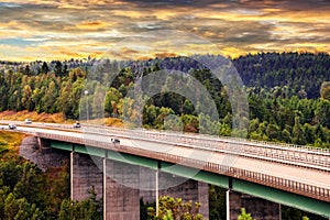Concrete bridge at sunset