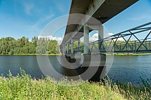 Concrete bridge with underneath walking path