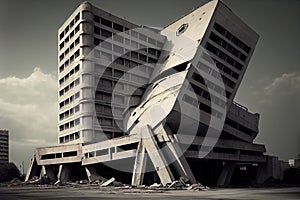 concrete building after city disaster aftermath earthquake