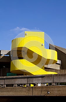 Concrete building yellow staircase london