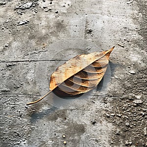 Concrete canvas Falls touch, a dried mango leaf delicately placed