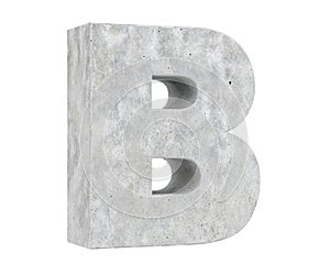 Concrete Capital Letter - B isolated on white background. 3D render Illustration