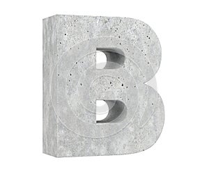 Concrete Capital Letter - B isolated on white background. 3D render Illustration