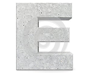 Concrete Capital Letter - E isolated on white background . 3D render Illustration.