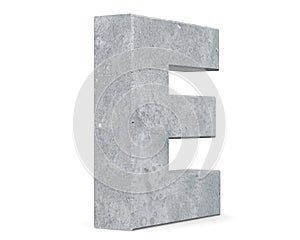 Concrete Capital Letter - E isolated on white background . 3D render Illustration.