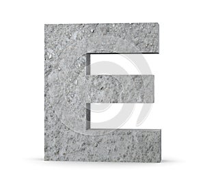 Concrete Capital Letter - E isolated on white background. 3D render Illustration