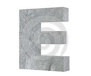 Concrete Capital Letter - E isolated on white background. 3D render Illustration