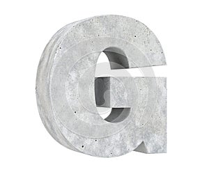 Concrete Capital Letter - G isolated on white background. 3D render Illustration