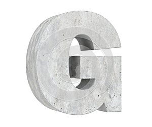 Concrete Capital Letter - G isolated on white background. 3D render Illustration