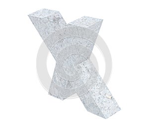 Concrete Capital Letter - X isolated on white background. 3D render Illustration