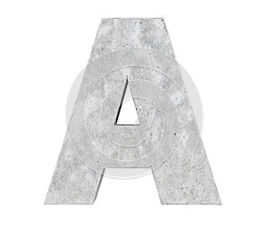 Concrete Capital Letter - A isolated on white background. 3D render Illustration