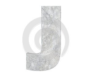 Concrete Capital Letter - J isolated on white background. 3D render Illustration
