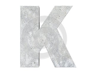 Concrete Capital Letter - K isolated on white background. 3D render Illustration