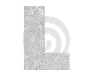 Concrete Capital Letter - L isolated on white background. 3D render Illustration