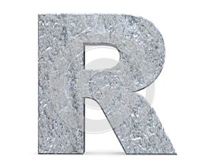 Concrete Capital Letter - R isolated on white background . 3D render Illustration.