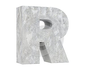 Concrete Capital Letter - R isolated on white background. 3D render Illustration