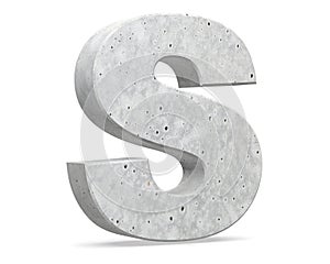 Concrete Capital Letter - S isolated on white background . 3D render Illustration.