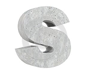 Concrete Capital Letter - S isolated on white background. 3D render Illustration