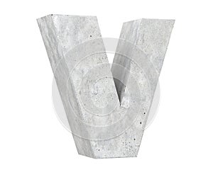 Concrete Capital Letter - V isolated on white background. 3D render Illustration