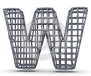 Concrete Capital Letter - W isolated on white background. 3D render Illustration