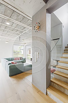 Concrete ceiling in modern house