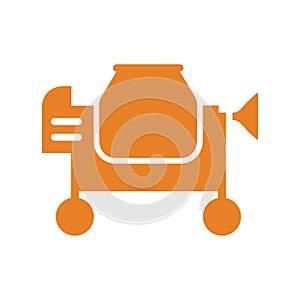 Concrete, cement mixer icon / orange color