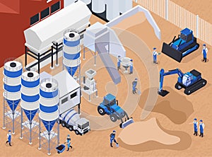 Concrete Cement Production Isometric Composition