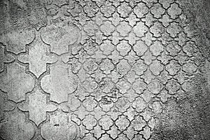 Concrete cement wall with decorative technique pattern as abstract background