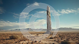 Concrete Column: A Photorealistic Sculpture In The Spanish Desert photo