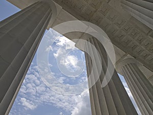 Concrete columns with blue sky