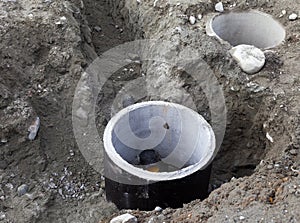 Concrete construction tube pipe in the ground