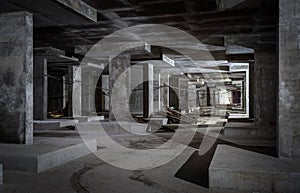 Concrete construction of underground level of building