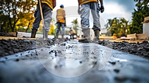 Concrete Construction with Workers in the Background