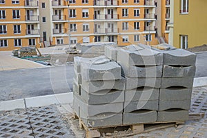 Concrete Curb block on the pallet