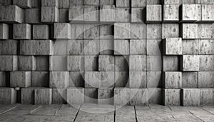 Concrete 3d cube wall as background or wallpaper. 3D rendering