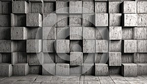 Concrete 3d cube wall as background or wallpaper. 3D rendering