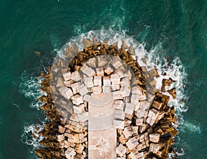 Concrete dike aerial view