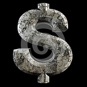 Concrete Dollar Sign isolated on Black Background.