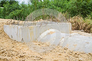 Concrete drainage pipe and manhole under construction