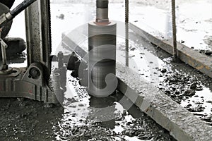 Concrete drilling machine drill diamond core saw road asphalt samples photo