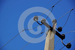 Concrete electric pole with wires