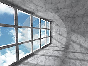 Concrete empty room interior architecture background