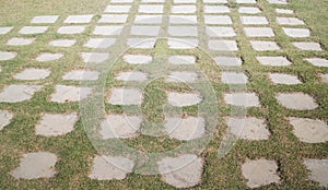 Concrete floor with green grass